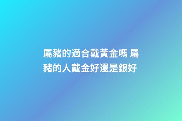 屬豬的適合戴黃金嗎 屬豬的人戴金好還是銀好-第1張-觀點-玄機派